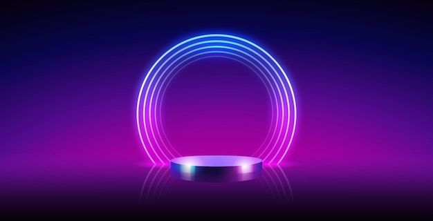 华丽的霓虹灯产品展台展示背景