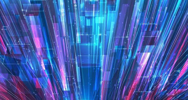 抽象数字虚拟世界线条城市背景