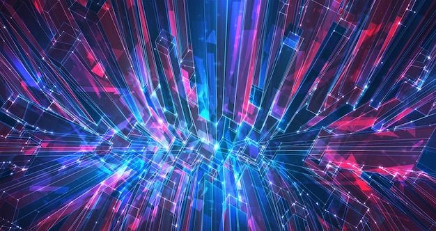 抽象数字虚拟世界线条城市背景