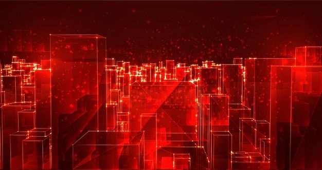 抽象数字虚拟世界线条城市背景