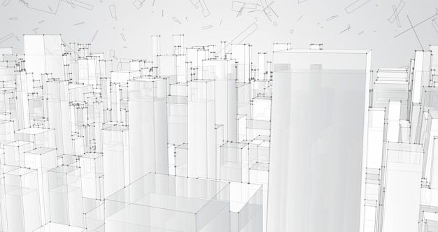 抽象数字虚拟世界线条城市背景