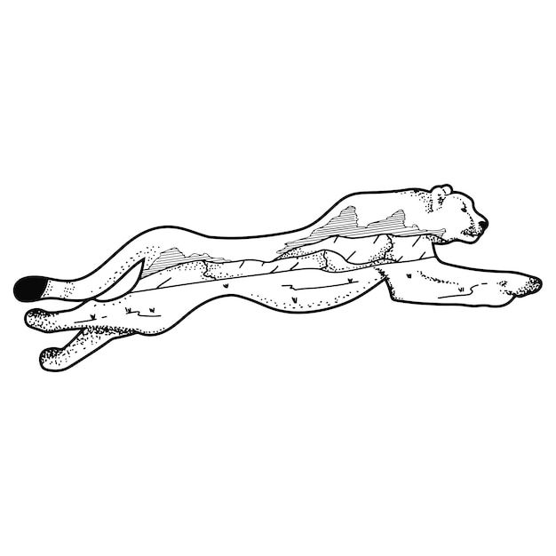 双重曝光效果猎豹插画