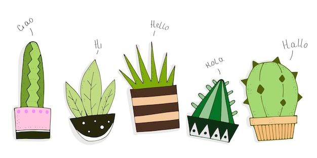 仙人掌贴纸元素