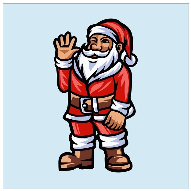 挥手的圣诞老人插画