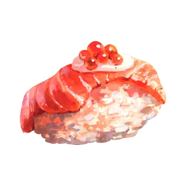 水彩寿司日式料理食物插画