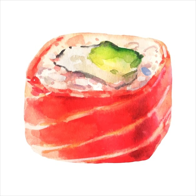 水彩寿司日式料理食物插画