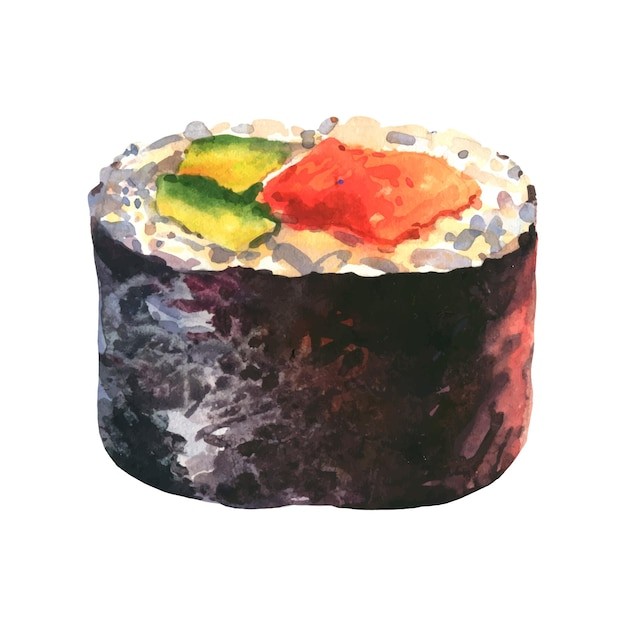 水彩寿司日式料理食物插画