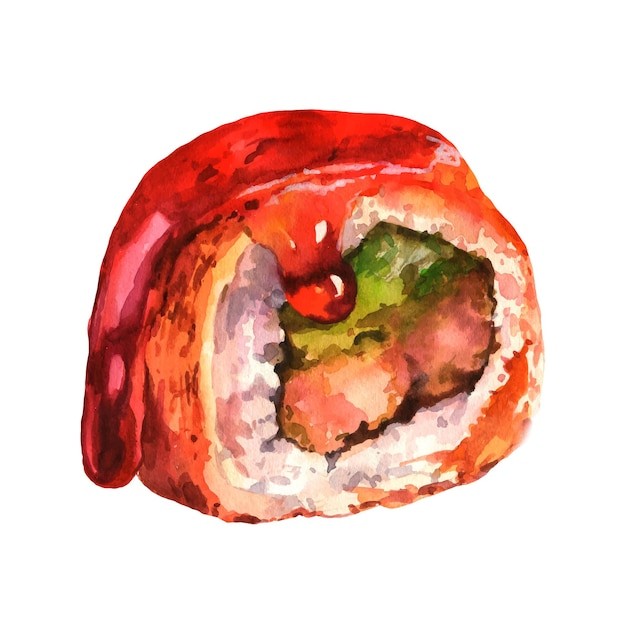 水彩寿司日式料理食物插画