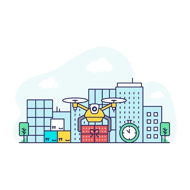 无人机送货插画