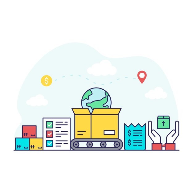 全球送货物流插画