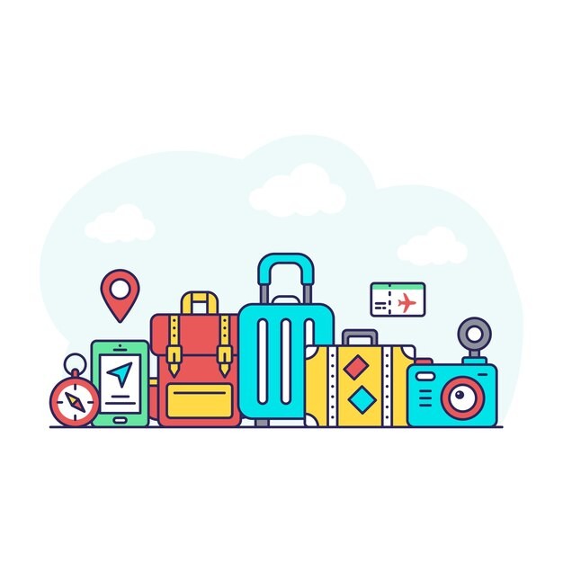 旅行箱旅游插画