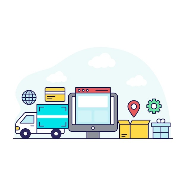 包裹快递追踪插画