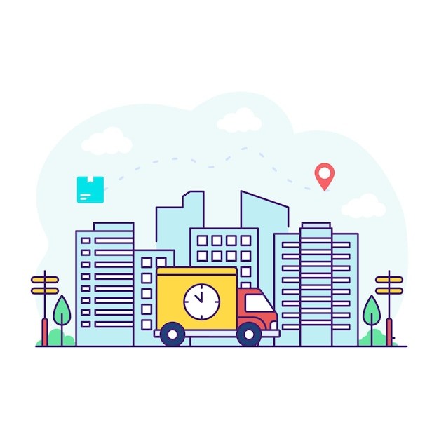 快递送货交货插画