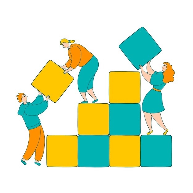 团队合作扁平插画
