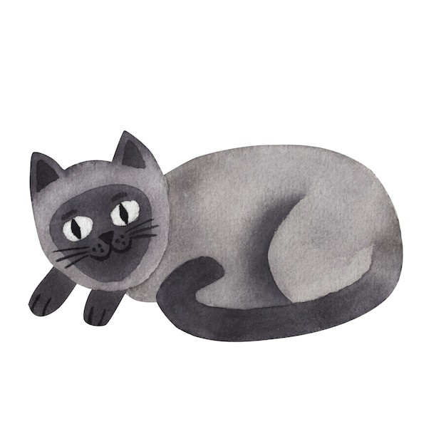 暹罗猫水彩插画