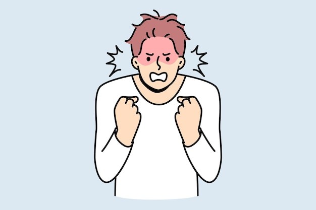 愤怒的男人描边插画