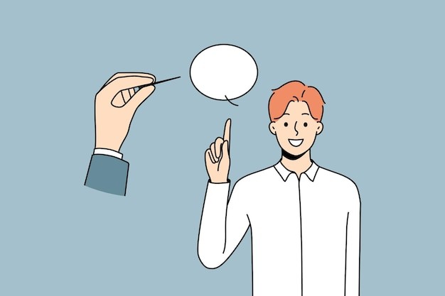 戳破会话气泡男人描边插画