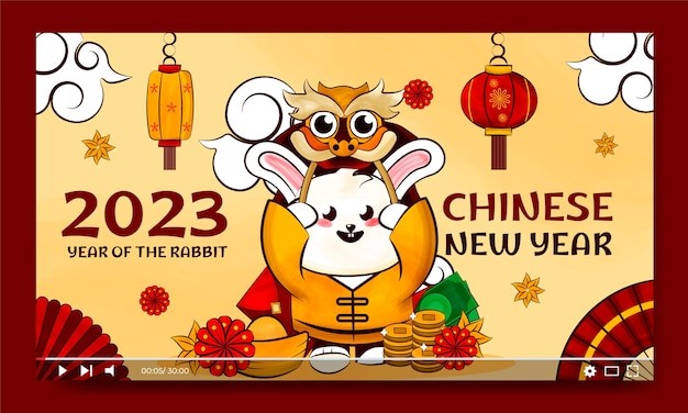 2023年新年春节兔年横幅banner