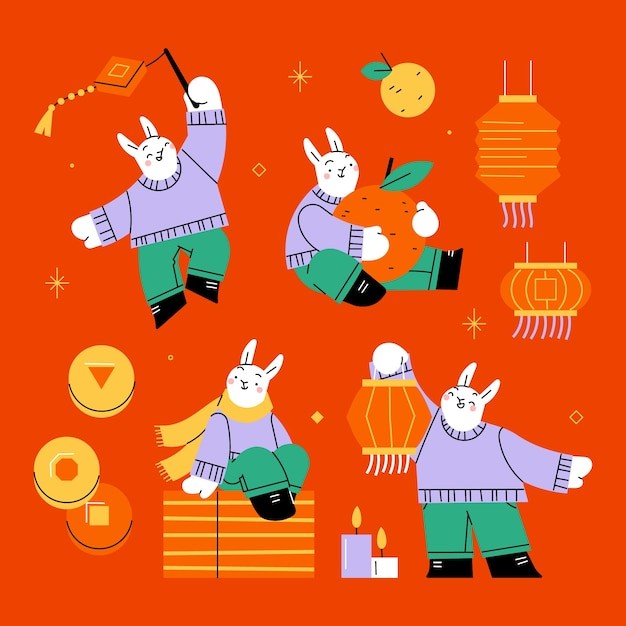 2023年新年春节兔年兔子元素