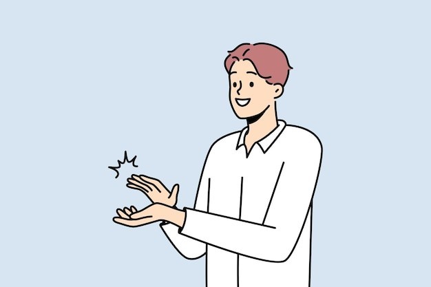 微笑鼓掌的男人描边插画