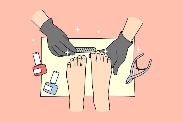 美甲修脚描边插画