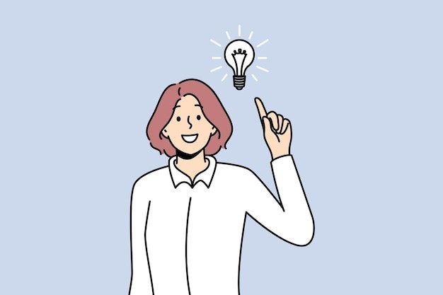 有好点子好主意的女人描边插画