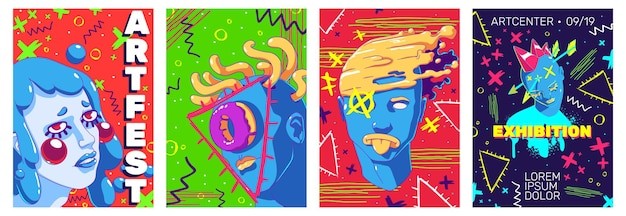 现代涂鸦风格艺术插画海报