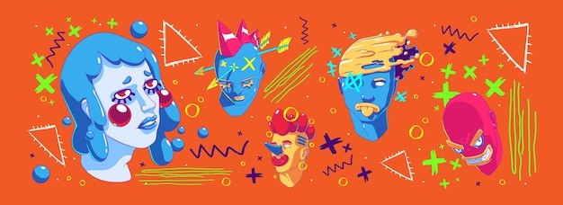 现代涂鸦风格艺术插画