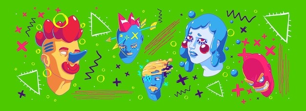 现代涂鸦风格艺术插画