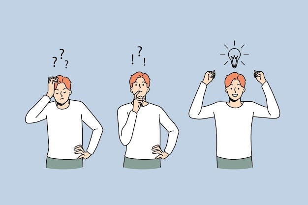 问题解决过程描边插画