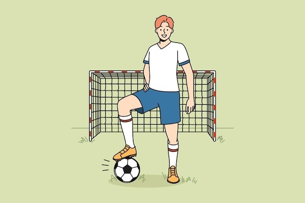 足球运动员守门员描边插画