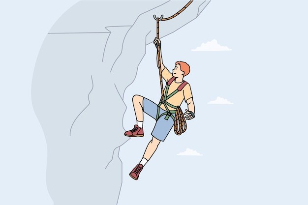 登山的男人描边插画