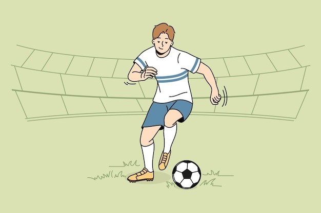 踢足球的男人描边插画