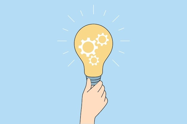 灯泡想法idea描边插画