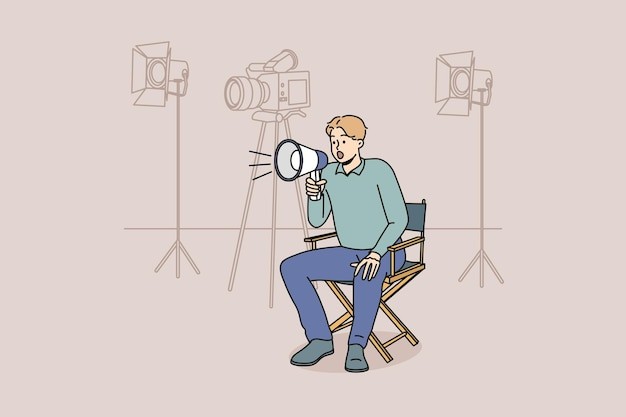 电影导演描边插画