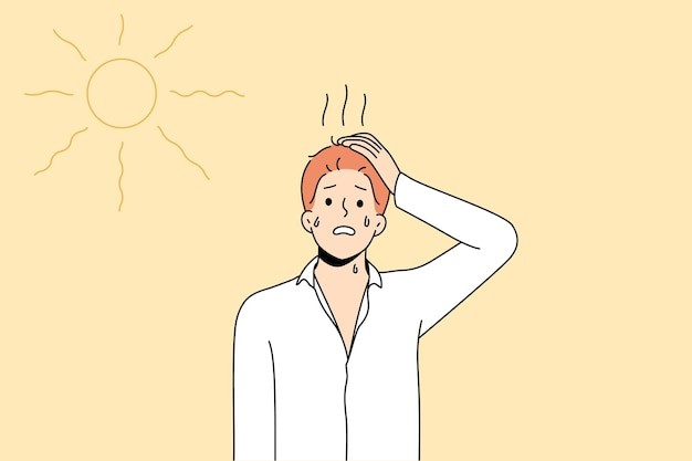 中暑的男人描边插画