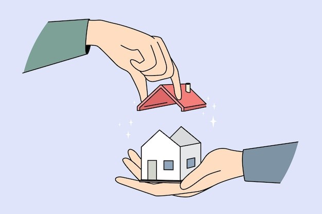 房屋改造描边插画