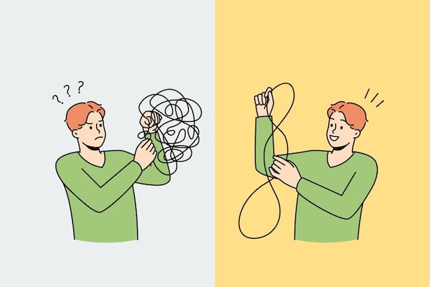 缓解压力压力释放男人描边插画