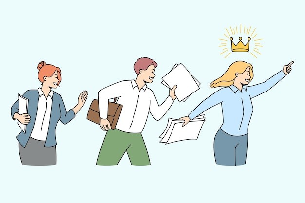 员工和领导描边插画