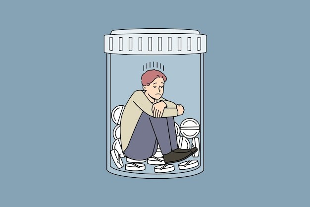 药罐子里的男人描边插画