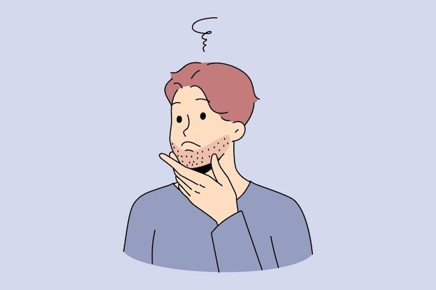 满脸胡茬的男人描边插画