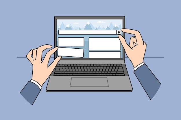 网页设计师描边插画