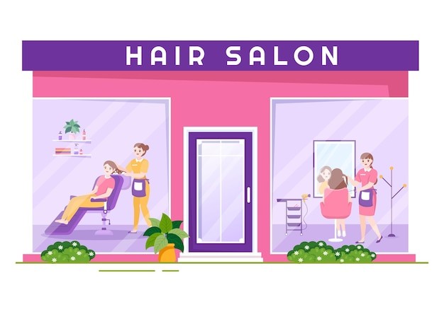 理发店铺插画