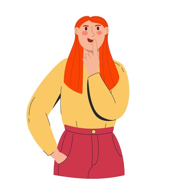 思考问题的女人插画