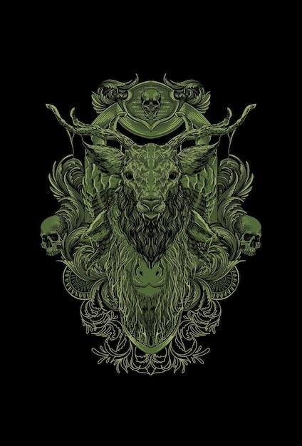 鹿山羊装饰品插画