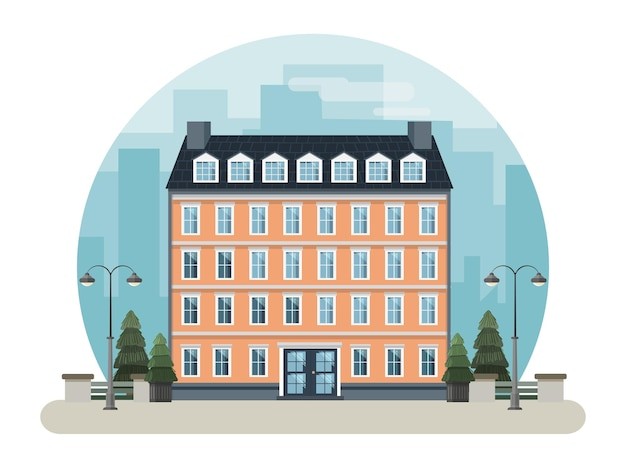 公寓楼建筑房屋房子插画