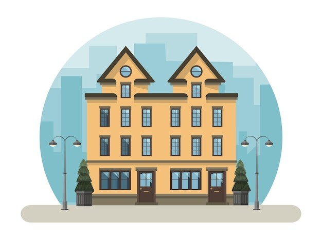 公寓楼建筑房屋房子插画