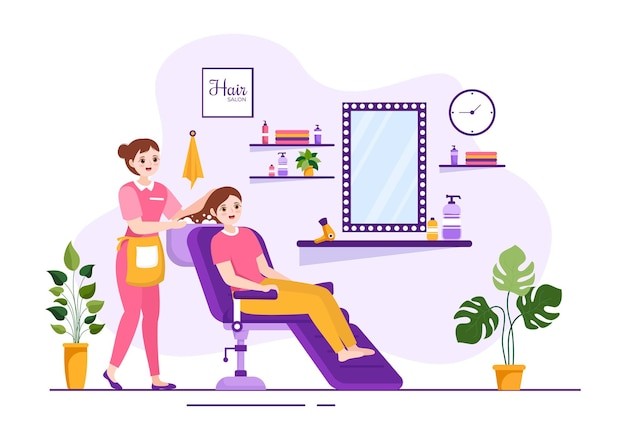 理发店美发插画