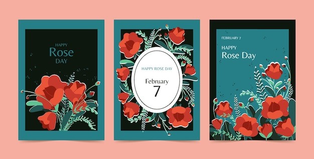 玫瑰花朵海报贺卡明信片模板