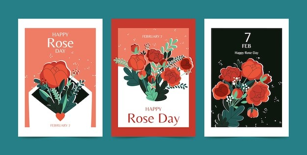 玫瑰花朵海报贺卡明信片模板